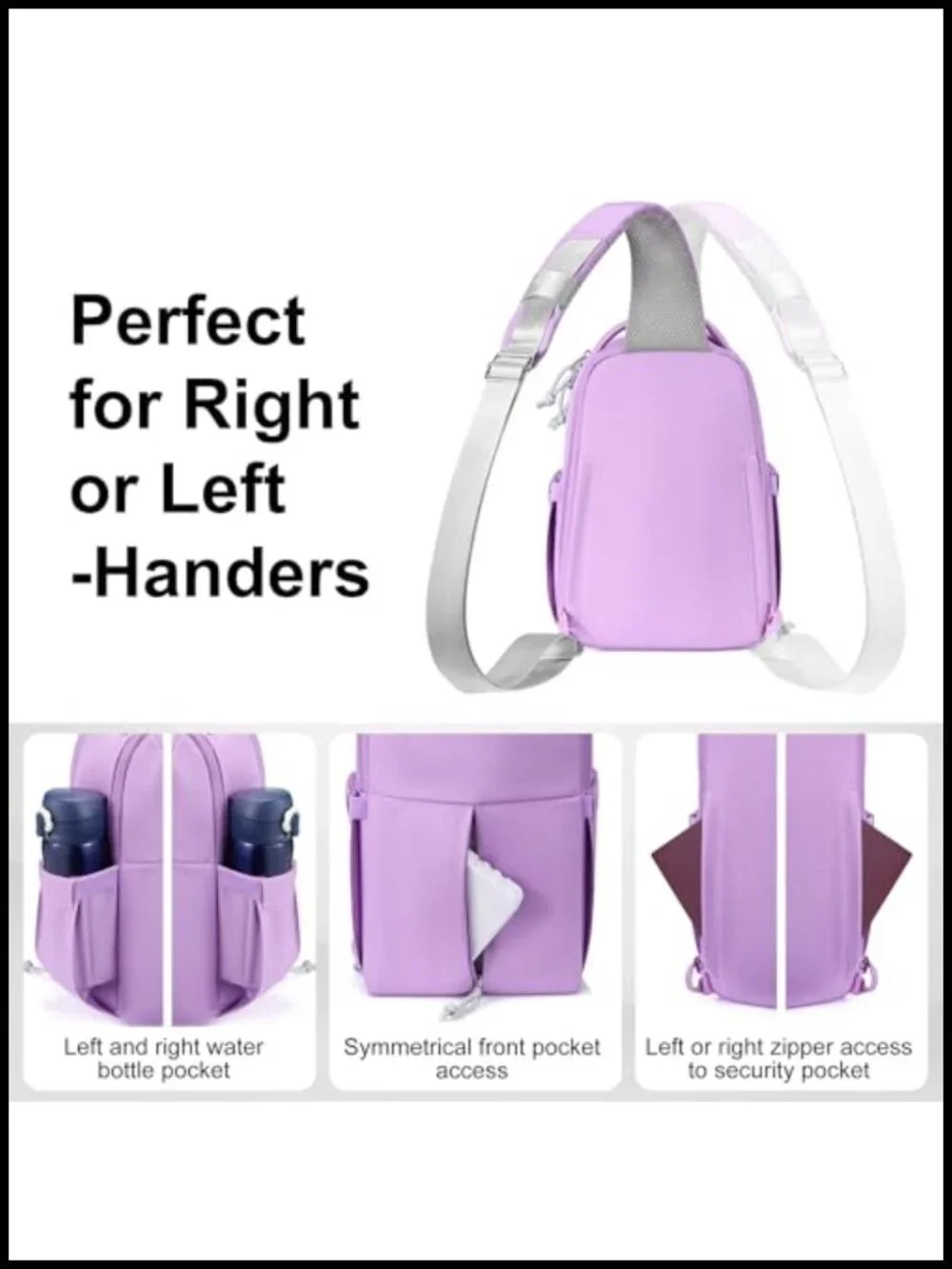 Expandable Crossbody Sling Bag, Lightweight Travel Daypack for 11in Tablet,